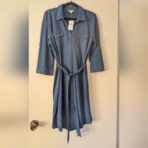Blue Cotton Knit JJill Shirtdress. Size M